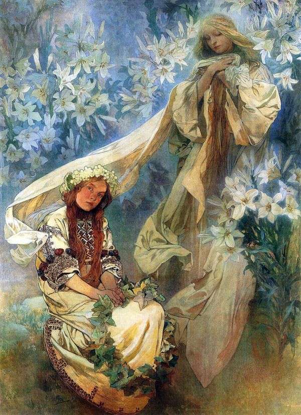 百合的玛丽亚麦当娜   Alphonse Mucha