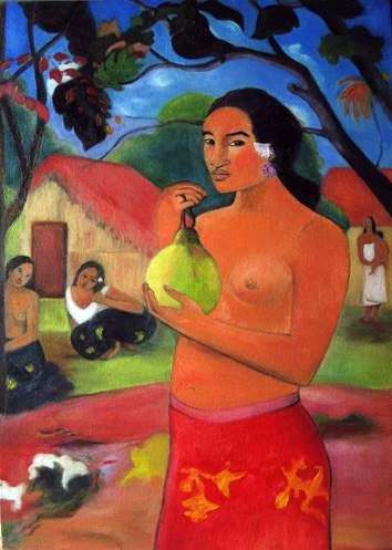 拿着果子的妇女   保罗Gauguin