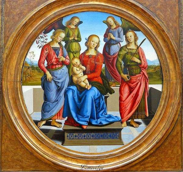 圣母玛利亚和儿童，被天使包围，sv。玫瑰和圣 凯瑟琳   彼得罗佩鲁吉诺