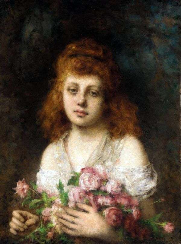 有一束玫瑰的红发女孩   Alexey Kharlamov