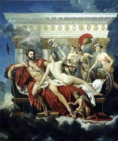 火星和金星以及雅克   路易斯大卫（Jacques Louis David）的三个优势解除了火星的武装