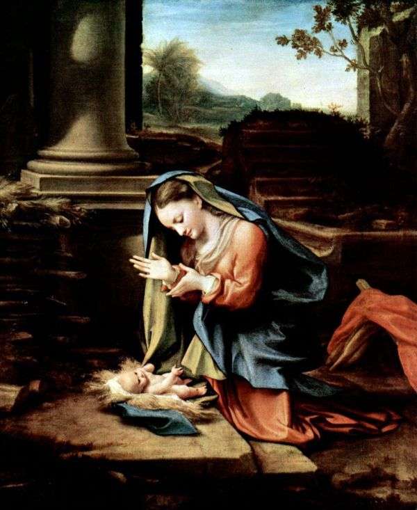 圣母玛利亚，崇拜婴儿   Correggio（Antonio Allegri）