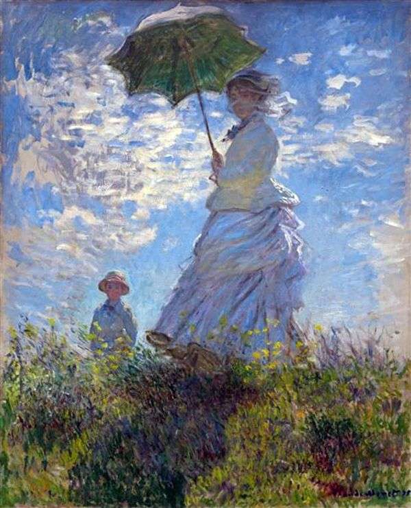 步行：Camilla Monet和她的儿子Jean   Claude Monet