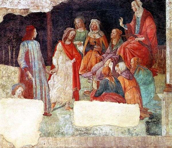 Macherelli别墅的壁画。Lorenzo Tornabuoni和自由艺术   Sandro Botticelli